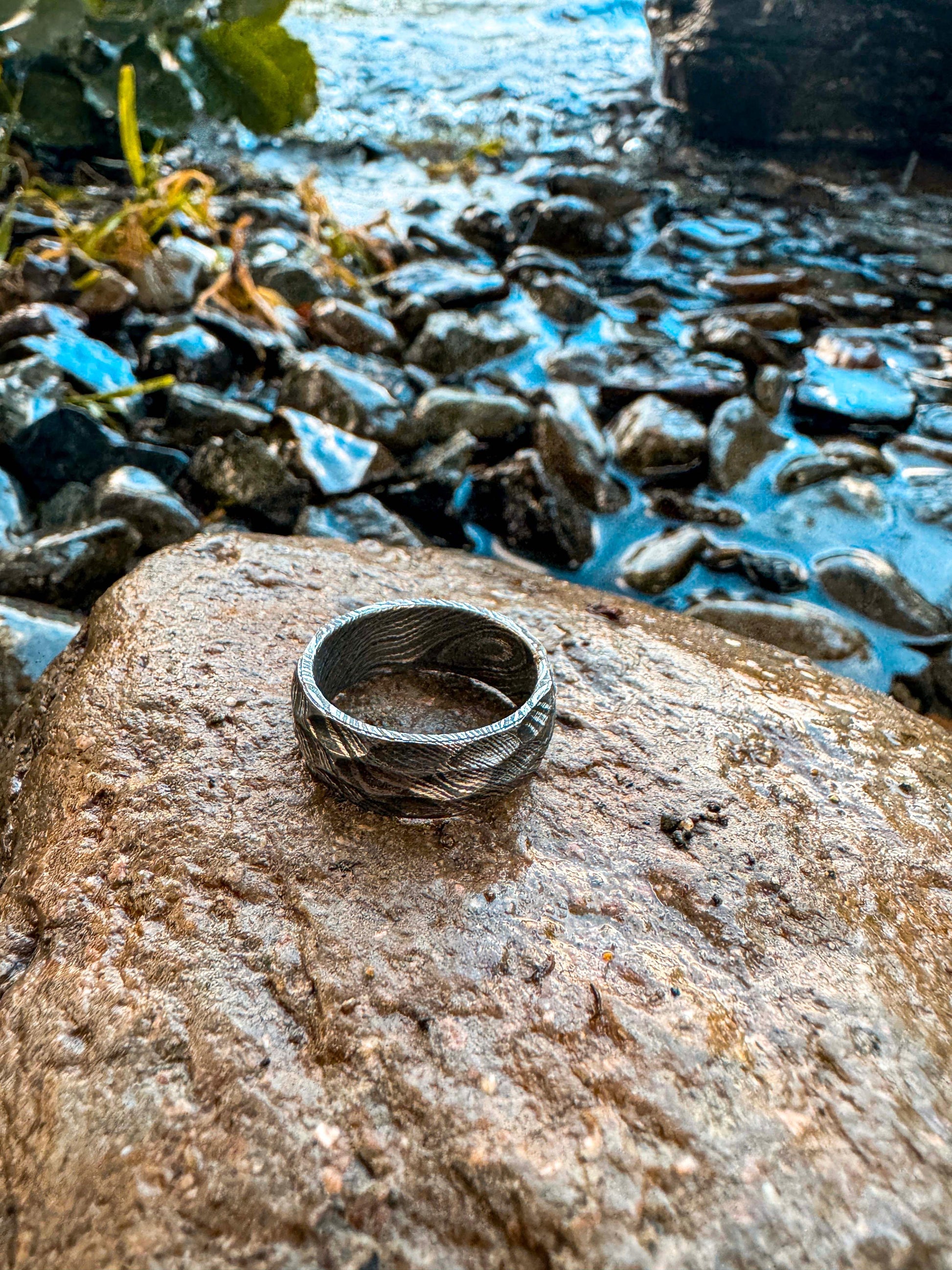 Titanium Damascus Ring