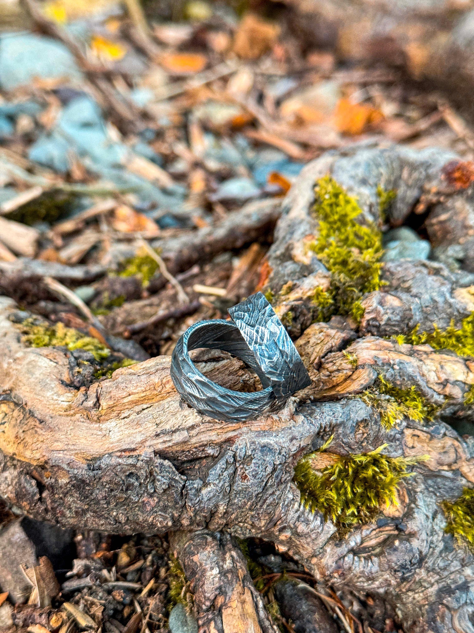 Titanium Damascus Ring