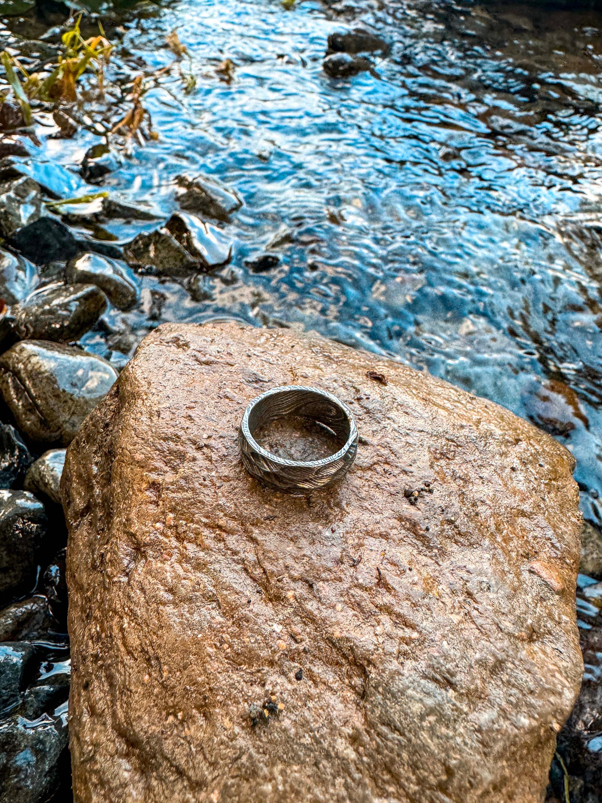 Titanium Damascus Ring